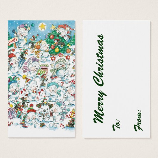 かわいい漫画クリスマスポーラーベアペンギンパーティー (正面&裏面)