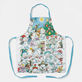 かわいい漫画クリスマスポーラーベアペンギンパーティー エプロン (正面)