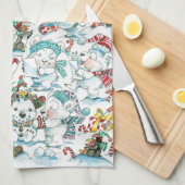 かわいい漫画クリスマスポーラーベアペンギンパーティー キッチンタオル (四つ折り)