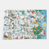 かわいい漫画クリスマスポーラーベアペンギンパーティー キッチンタオル (横)