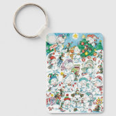 かわいい漫画クリスマスポーラーベアペンギンパーティー キーホルダー (正面)