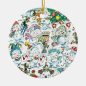 かわいい漫画クリスマスポーラーベアペンギンパーティー セラミックオーナメント (正面)