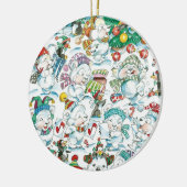 かわいい漫画クリスマスポーラーベアペンギンパーティー セラミックオーナメント (左)