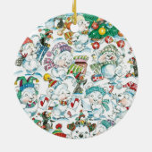 かわいい漫画クリスマスポーラーベアペンギンパーティー セラミックオーナメント (裏面)