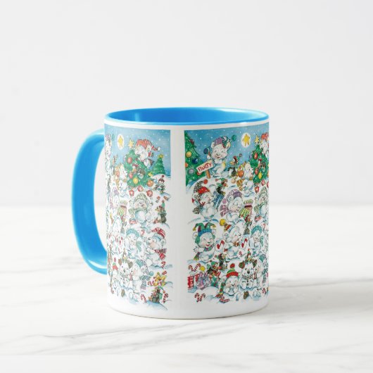 かわいい漫画クリスマスポーラーベアペンギンパーティー マグカップ (正面左)