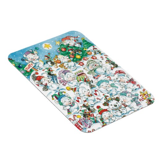 かわいい漫画クリスマスポーラーベアペンギンパーティー マグネット (右側)