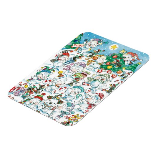 かわいい漫画クリスマスポーラーベアペンギンパーティー マグネット (左側)