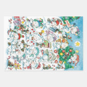 かわいい漫画クリスマスポーラーベアペンギンパーティー ラッピングペーパーシート (正面2)