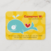 かわいい漫画グリーンホエールキッド写真プロフィール呼び出し 名刺 (正面)