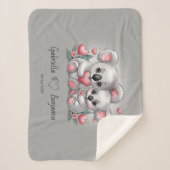 かわいい漫画コアラ愛好家ハートバレンタインデー シェルパブランケット (正面)