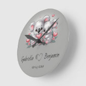 かわいい漫画コアラ愛好家ハートバレンタインデー ラウンド壁時計 (傾斜)