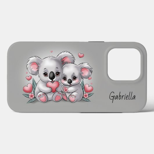 かわいい漫画コアラ愛好家ハートバレンタインデー Case-Mate iPhoneケース (裏面 (横))