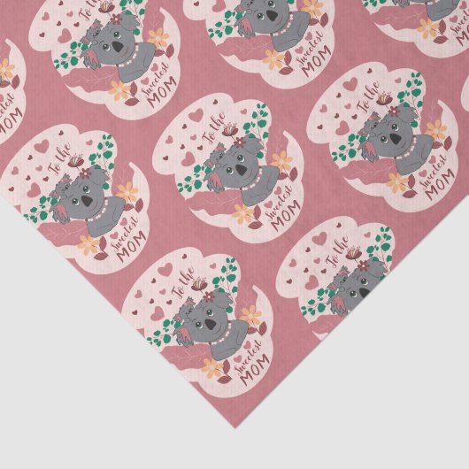 かわいい漫画コアラ母とベビーピンクティッシュペーパー 薄葉紙 (詳細)