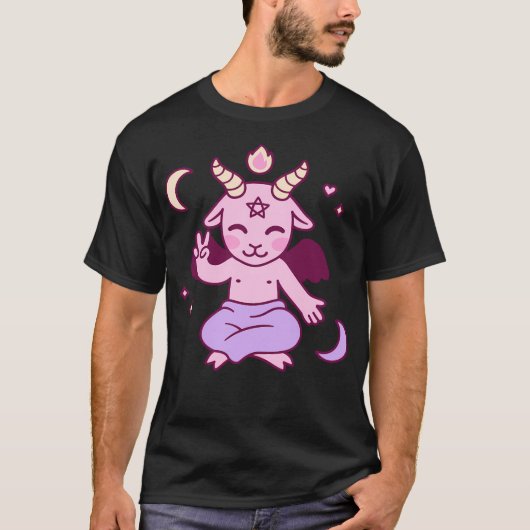 かわいい漫画サタンかわいいバプホメット Tシャツ (正面)