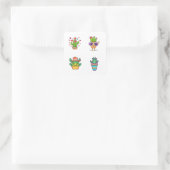 かわいい漫画サボテンおもしろい4パック スクエアシール (バッグ)