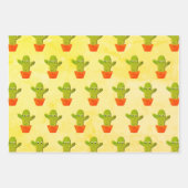 かわいい漫画サボテン絵画ズ ラッピングペーパーシート (正面3)