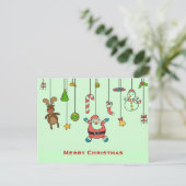 かわいい漫画サンタと友人クリスマス シーズンポストカード (スタンド正面)