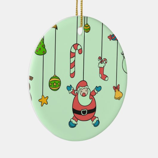かわいい漫画サンタと友人クリスマス セラミックオーナメント (右)