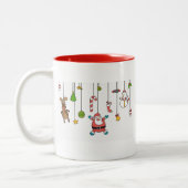 かわいい漫画サンタと友人クリスマス ツートーンマグカップ (左)