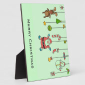 かわいい漫画サンタと友人クリスマス フォトプラーク (側面)