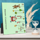 かわいい漫画サンタと友人クリスマス フォトプラーク (側面)