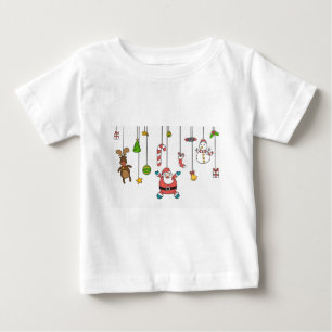 かわいい漫画サンタと友人クリスマス ベビーTシャツ