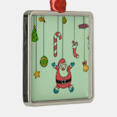 かわいい漫画サンタと友人クリスマス メタルオーナメント (右)