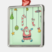 かわいい漫画サンタと友人クリスマス メタルオーナメント (左)