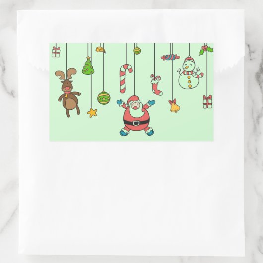 かわいい漫画サンタと友人クリスマス 長方形シール (バッグ)