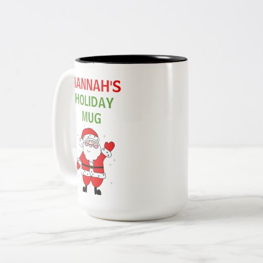 かわいい漫画サンタクリスマスホリデー ツートーンマグカップ (正面左)