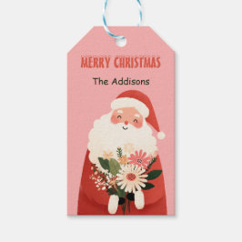 かわいい漫画サンタクロースフェスティバルフローラクリスマス ギフトタグ