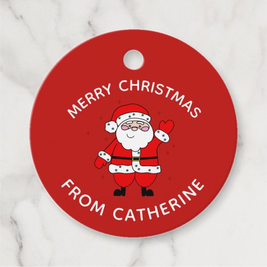 かわいい漫画サンタレッドのクリスマス フェイバータグ (正面)