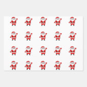 かわいい漫画サンタレッド緑の白いクリスマス ラッピングペーパーシート (正面3)