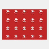 かわいい漫画サンタレッド緑の白いクリスマス ラッピングペーパーシート (正面2)