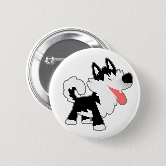 かわいい漫画シベリアのハスキーボタンバッジ 缶バッジ (正面&裏面)