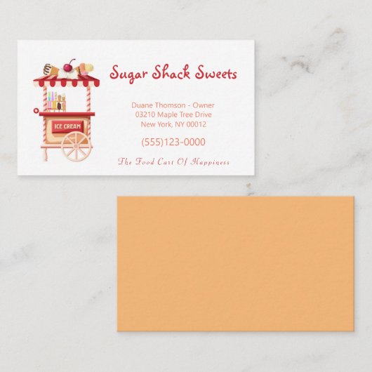 かわいい漫画スイーツアイスクリーム食品トラック事業 名刺 (正面/裏面)