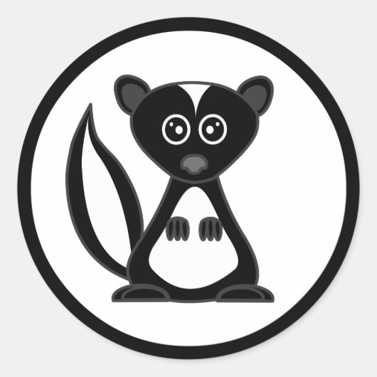 かわいい漫画スカンクのステッカー ラウンドシール (正面)