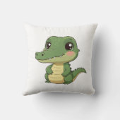 かわいい漫画スタイルかわいいベビーワニデザイン クッション (裏面)