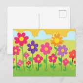 かわいい漫画スタイルの花の自然イラスト ポストカード (正面/裏面)