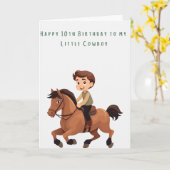 かわいい漫画スタイルの馬と騎手 カード (黄色い花)