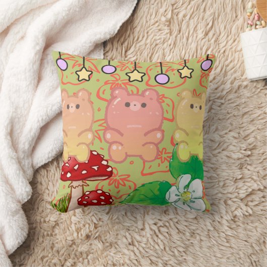 かわいい漫画スタイルスクエアキッズ枕 クッション (ブランケット)