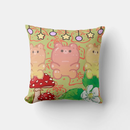 かわいい漫画スタイルスクエアキッズ枕 クッション (正面)