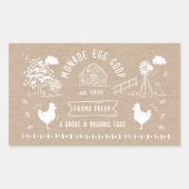 かわいい漫画スタイルドードル素朴エッグカートン 長方形シール (正面)