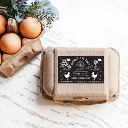 かわいい漫画スタイルドードル素朴エッグカートン 長方形シール