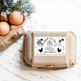 かわいい漫画スタイルドードル素朴エッグカートン 長方形シール