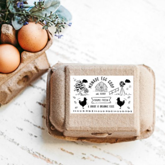 かわいい漫画スタイルドードル素朴エッグカートン 長方形シール