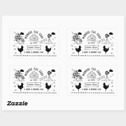 かわいい漫画スタイルドードル素朴エッグカートン 長方形シール (シート)