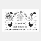 かわいい漫画スタイルドードル素朴エッグカートン 長方形シール (正面)