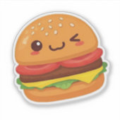 かわいい漫画スタイルハンバーガーデザイン シール (正面)