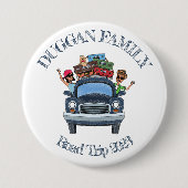 かわいい漫画スタイルファミリーロードトリップカスタム文字 缶バッジ (正面)